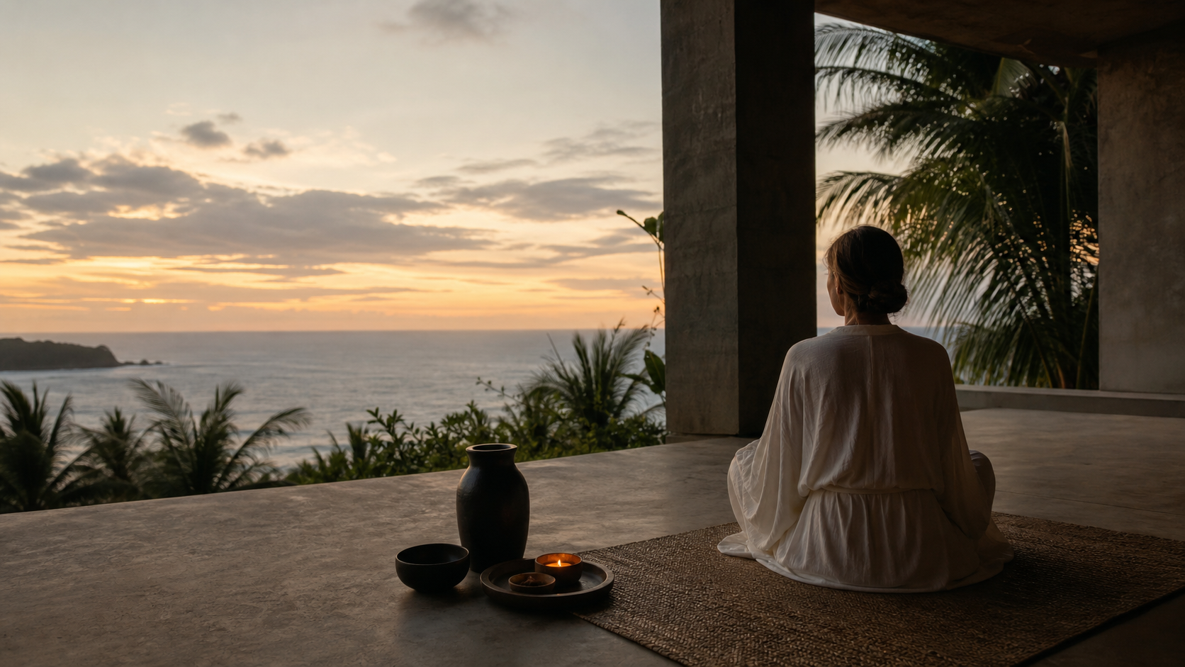 A quiet private wellness setting above the ocean